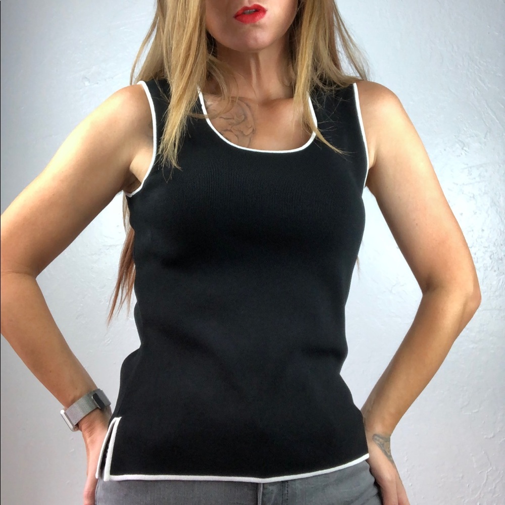 BCBG MaxAzira Black Knit Suiting Shell Tank Small